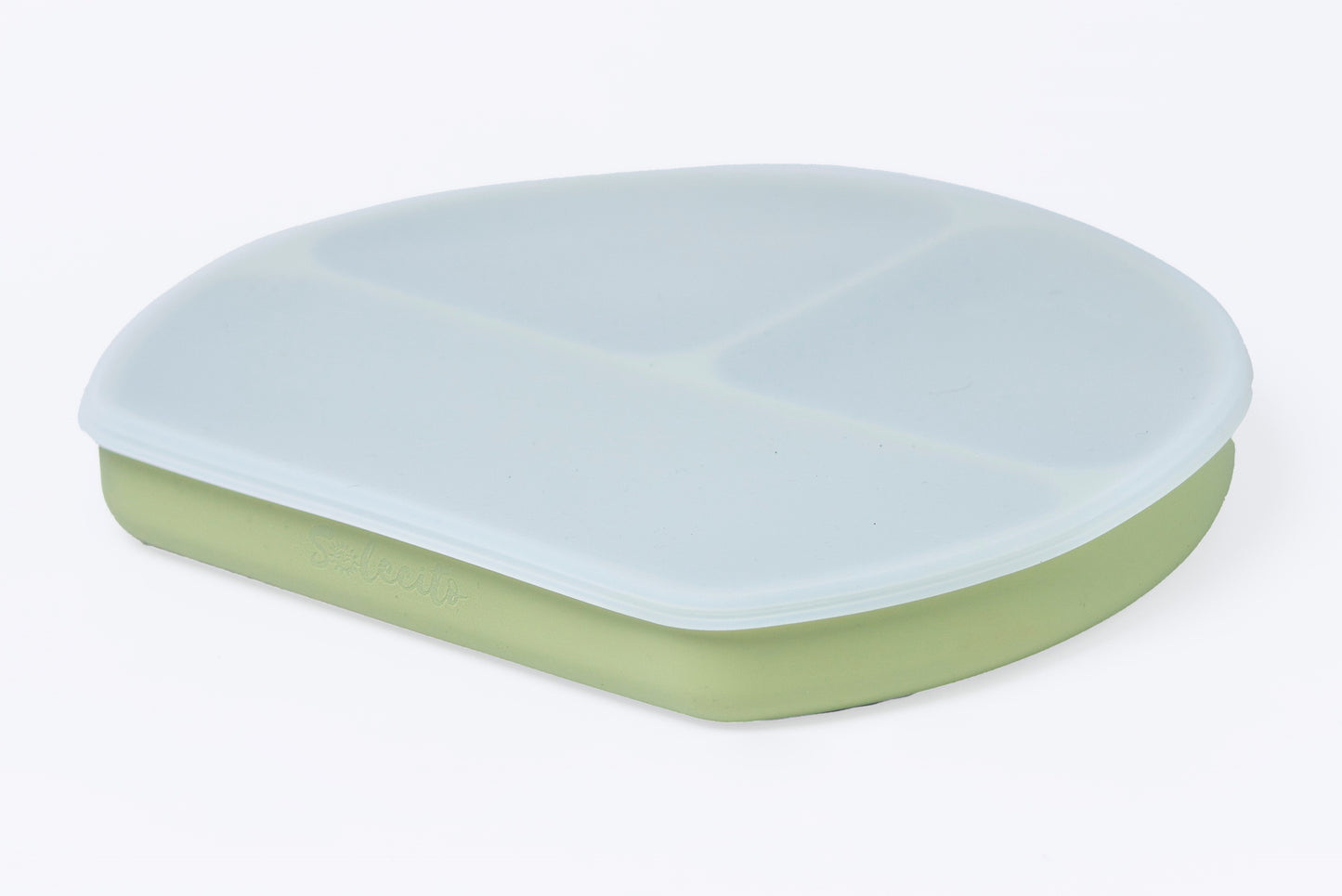 PLATO DE SILICON TRIPLE DIVISION CON TAPA / VERDE OLIVO