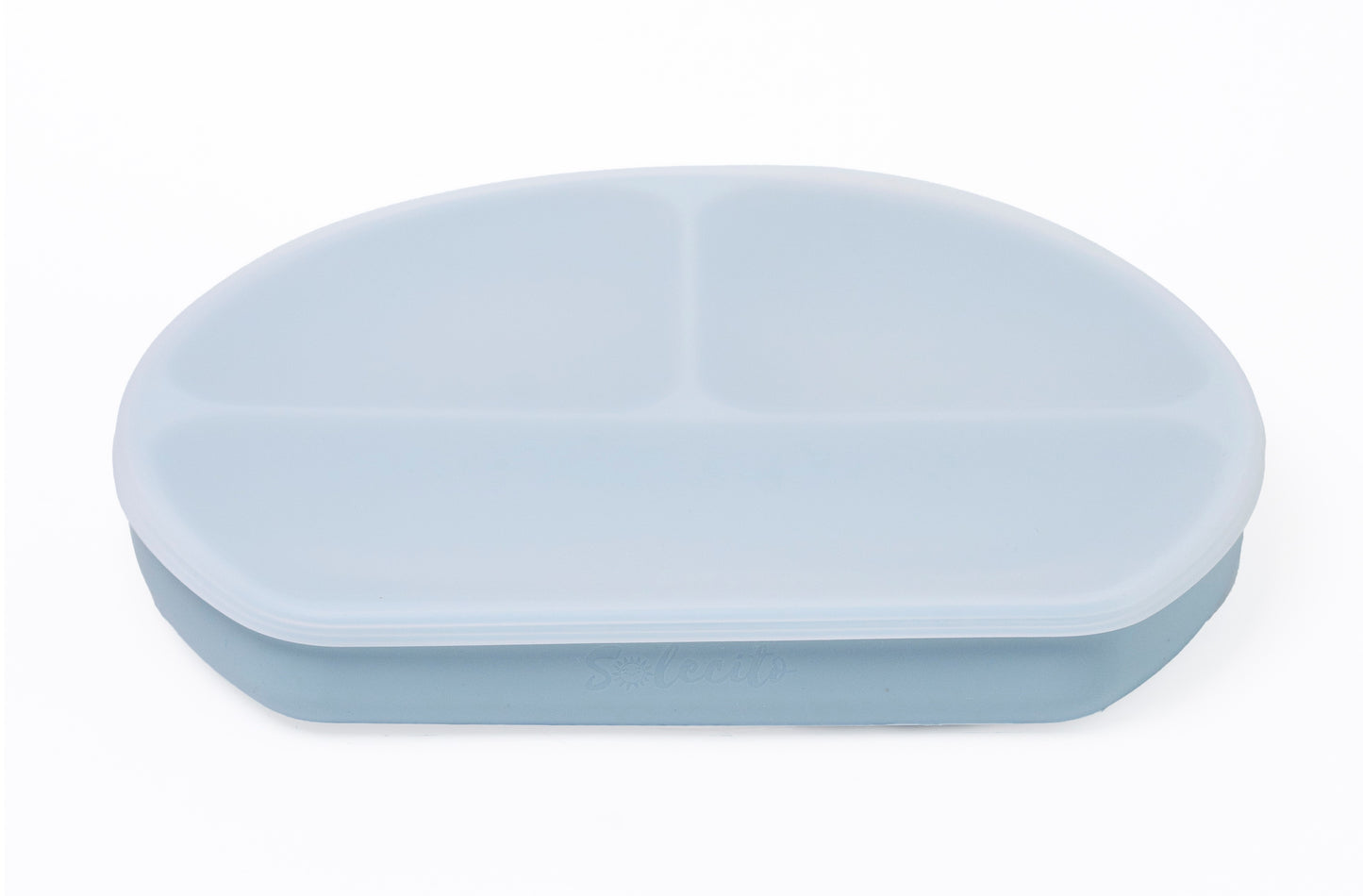 PLATO DE SILICON TRIPLE DIVISION CON TAPA / BABY BLUE