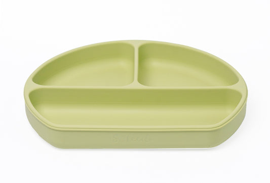 PLATO DE SILICON TRIPLE DIVISION CON TAPA / VERDE OLIVO