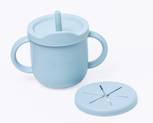 TAZA DE SILICON 4 EN 1 / BABY BLUE