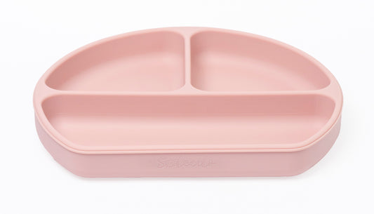 PLATO DE SILICON TRIPLE DIVISION CON TAPA / BABY PINK